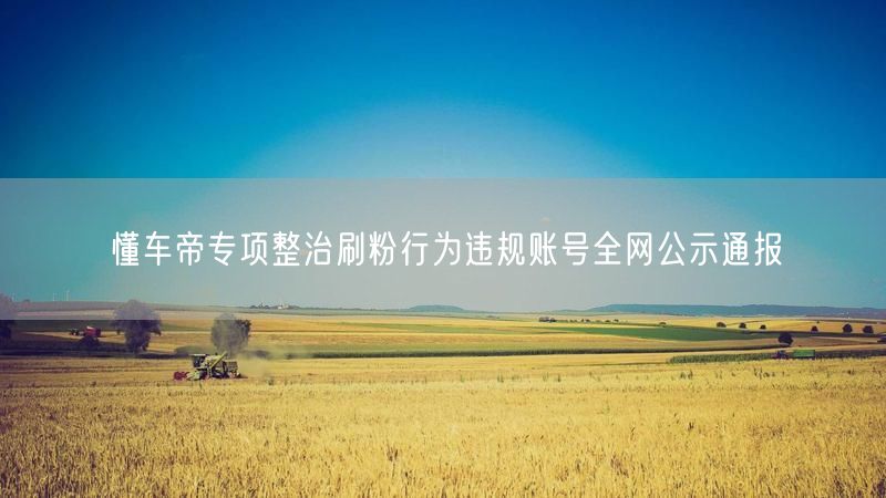 懂车帝专项整治刷粉行为违规账号全网公示通报