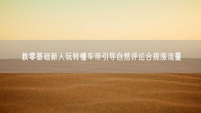 教零基础新人玩转懂车帝引导自然评论合规涨流量
