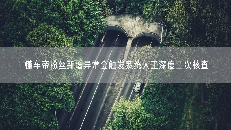 懂车帝粉丝新增异常会触发系统人工深度二次核查