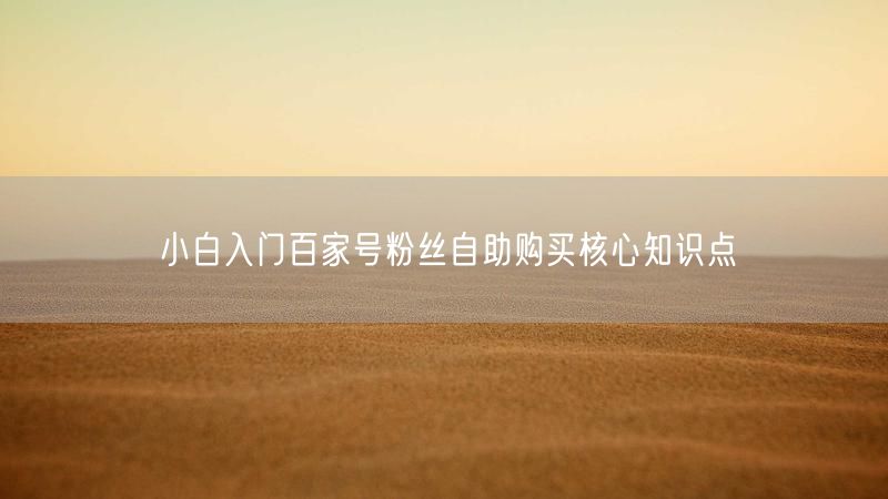 小白入门百家号粉丝自助购买核心知识点